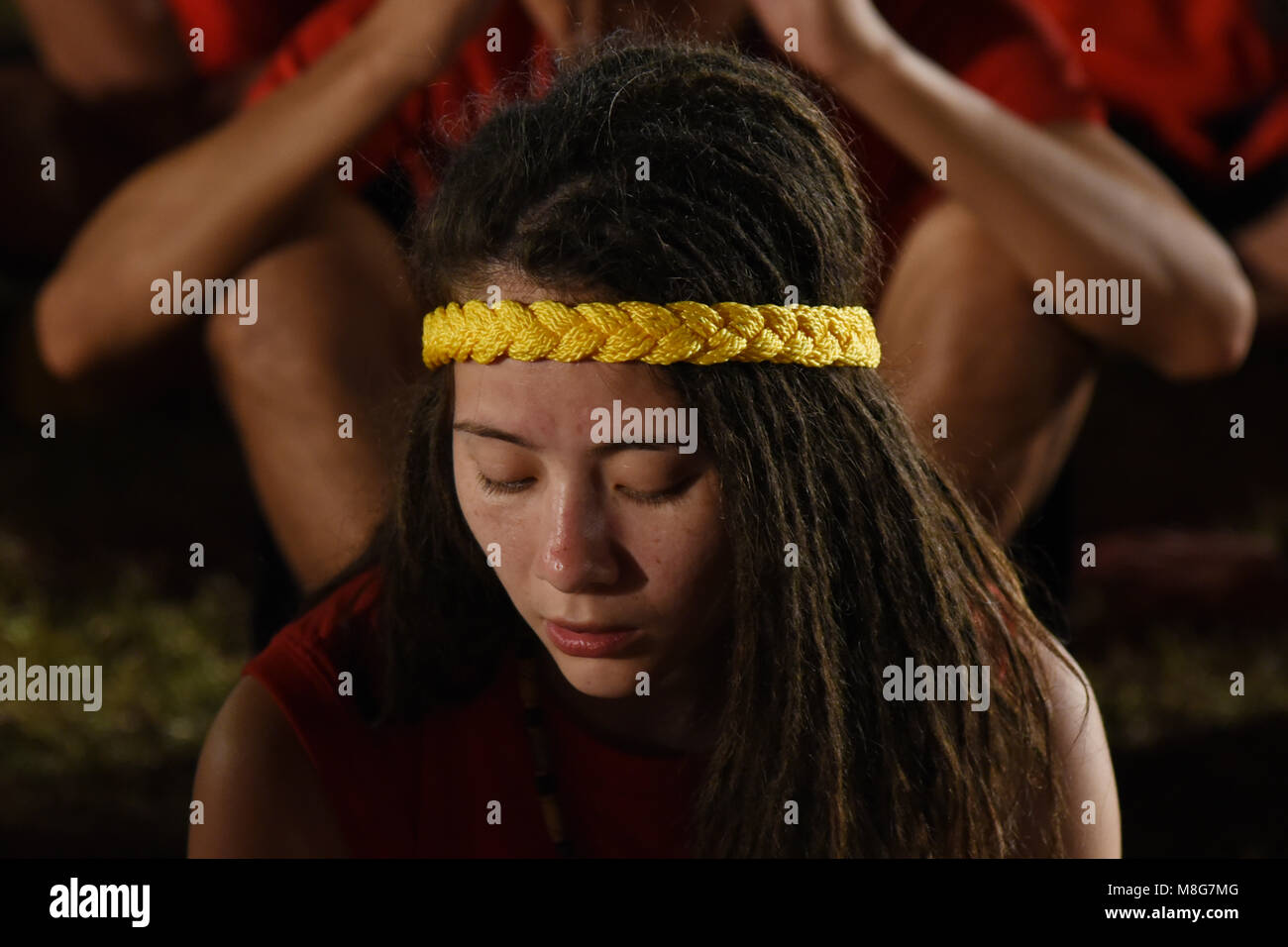 Thailand. 17 Mär, 2018. Mehr als 1.260 Boxer besucht Zeremonie der Wai Khru Ram Muay in der antiken siamesischen Hauptstadt Ayutthaya während Thai Boxing Association Thai Martial Arts Institut Association World Boxing Federation die Professional Boxing Association von Thailand gemeinsam organisiert' Welt wai kru Muay Thai Zeremonie 14.' Dies ist die Thailändische Soldaten den Kampf Thailand und dieses Mal zu schützen beigetreten sind, gibt es mehr als 1.260 Boxer aus 57 Ländern. Credit: Vichan Poti/Pacific Press/Alamy leben Nachrichten Stockfoto