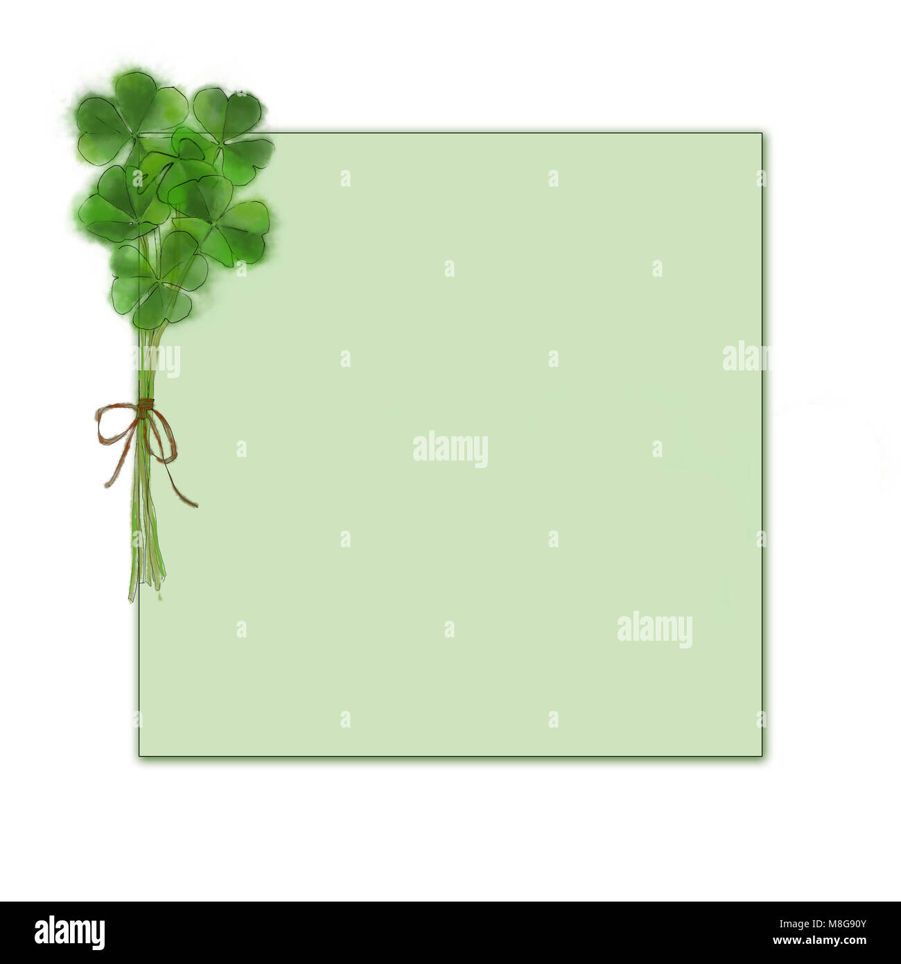 Shamrock Blumenstrauß Template Design. St. Patrick's Day Design für Grußkarten, Banner, und andere bedruckbar. Platz Vorlage mit Green Shamrock verlässt. Stockfoto