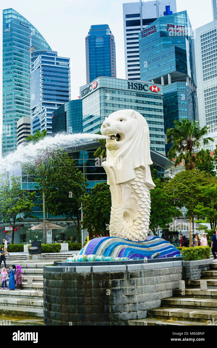 Merlion Statue, Symbol von Singapur, Marina Bay, Singapore Stockfoto