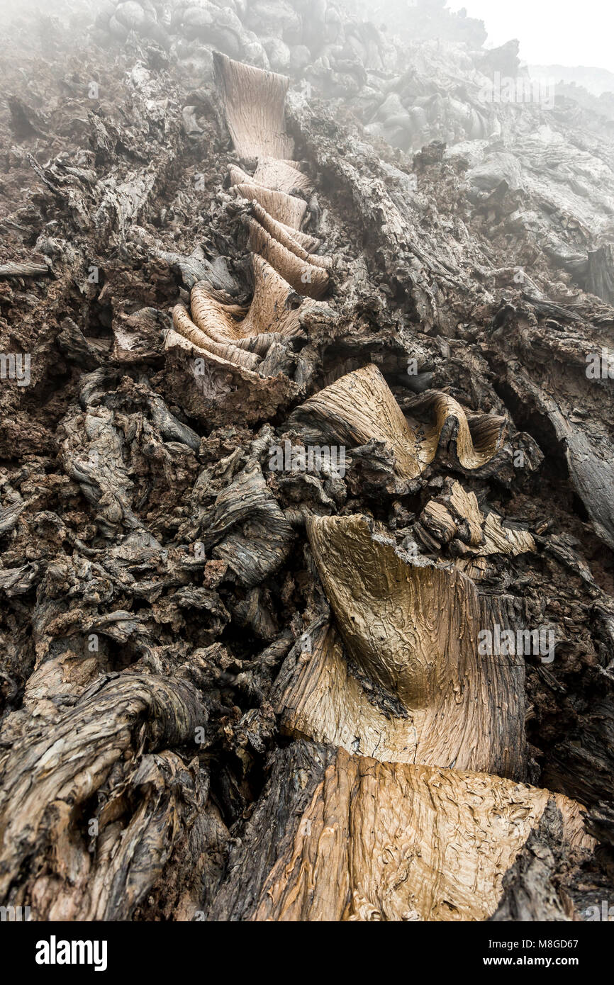 Erstarrte Lava in der Nähe von aktiven Vulkan Tolbachik, Kamtschatka, Russland Stockfoto