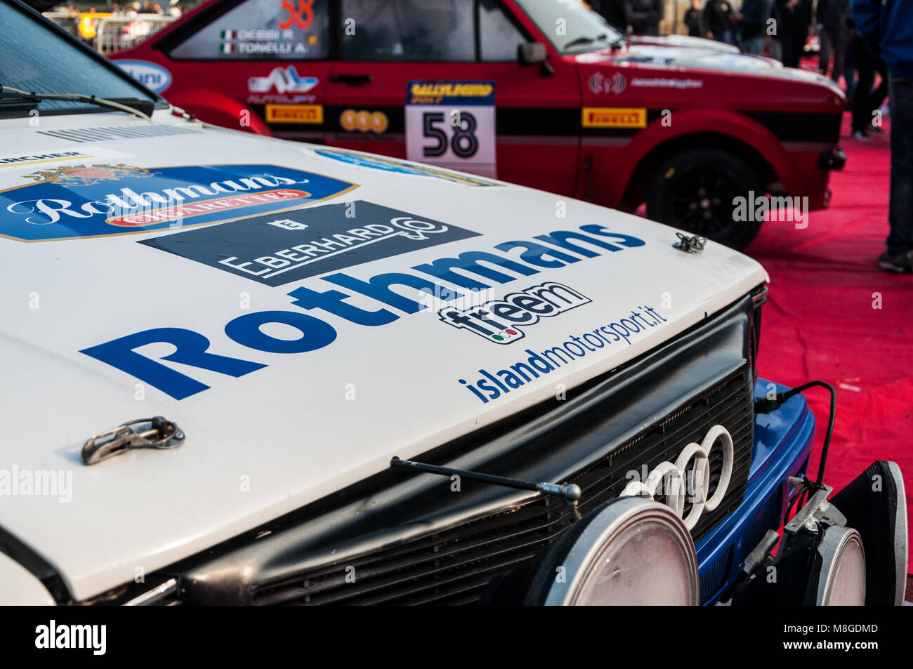 SAN MARINO - OTT 21, 2017: Audi Quattro A2 1983 in alten Rennwagen Rallye historische Rennen Stockfoto