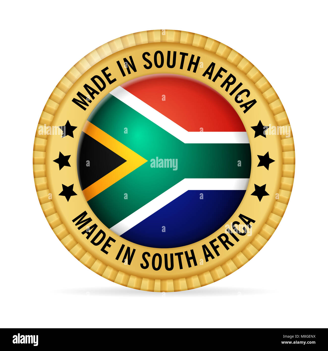 Symbol in Südafrika auf einem weißen Hintergrund. Stockfoto
