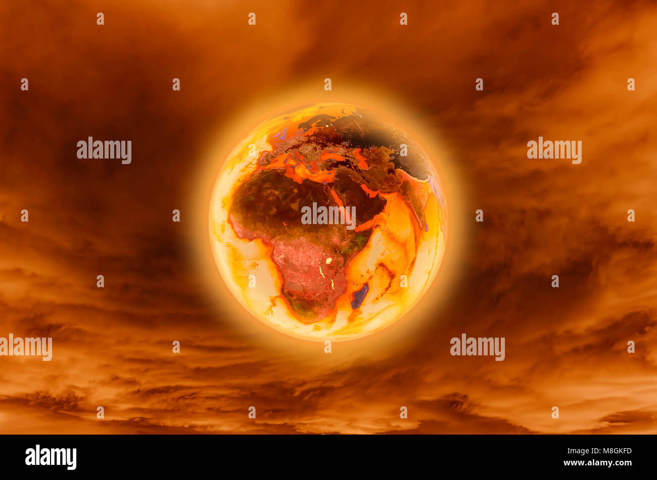 Brennende Erde - Globale Erwärmung Konzept Elemente von der NASA eingerichtet. 3D-Rendering. Stockfoto