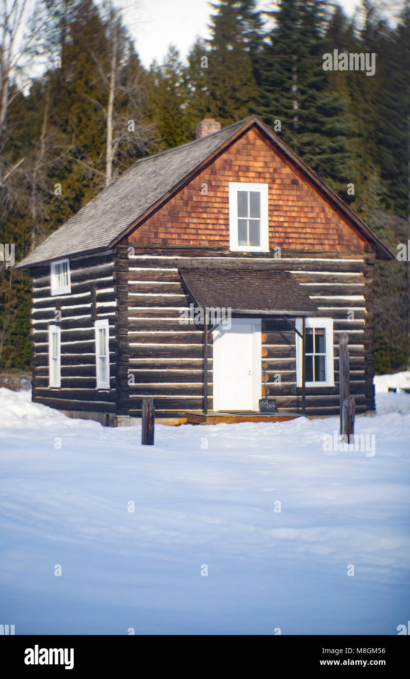 Der alte Stier Fluss Guard Station Homestead, auf der East Fork von Bull River, im Kabinett Berge, innerhalb der Kootenai National Forest befindet. Stockfoto