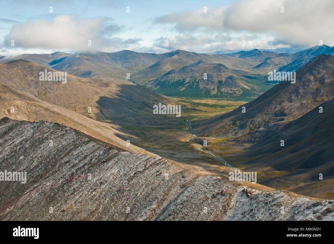 Bendelebens Vista, der bendeleben Bergkette bildet die südliche Grenze von Bering Land Bridge National Preserve. Stockfoto