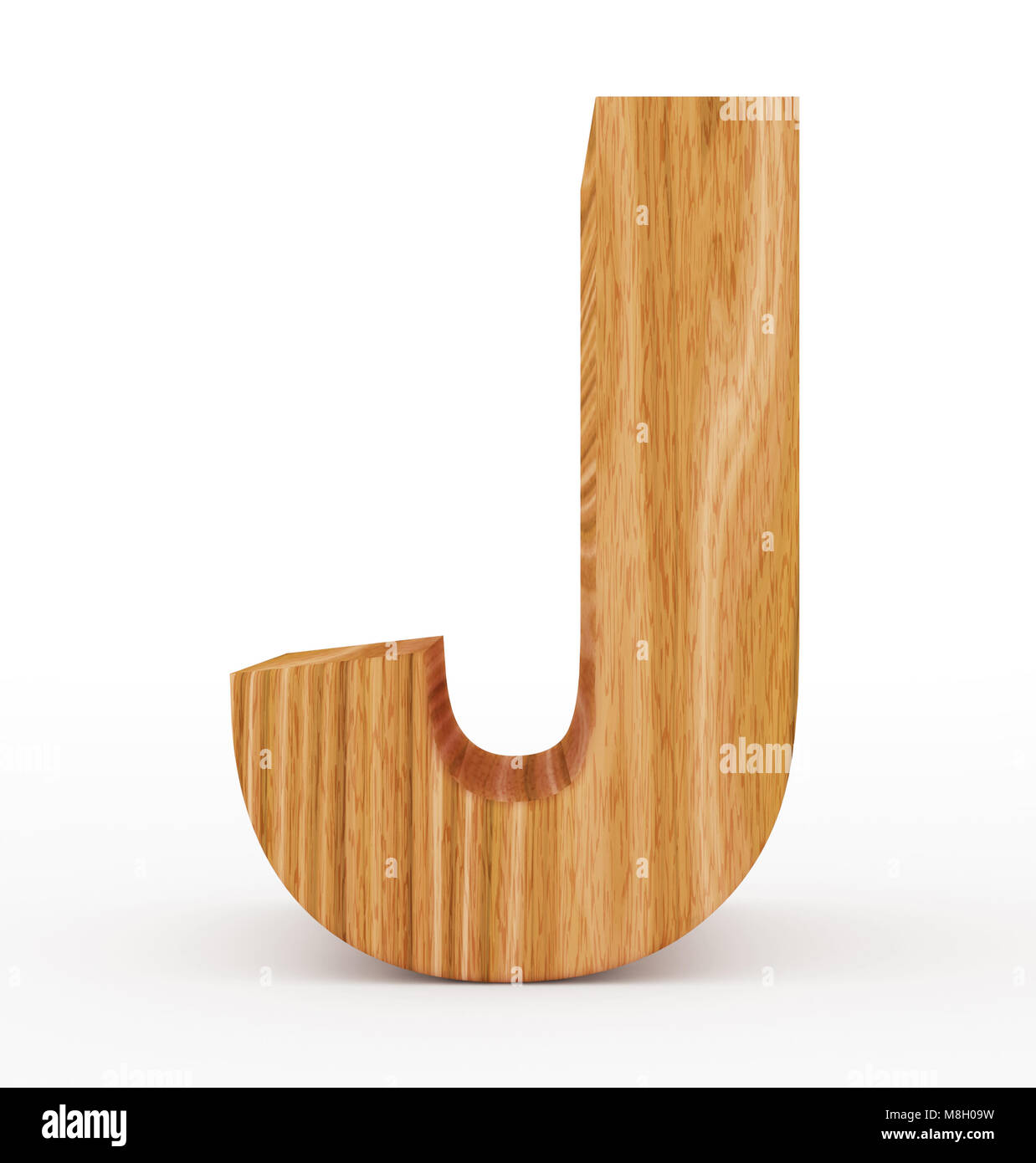 Buchstabe J 3d Holz isoliert auf Weiss - 3D-Rendering Stockfoto