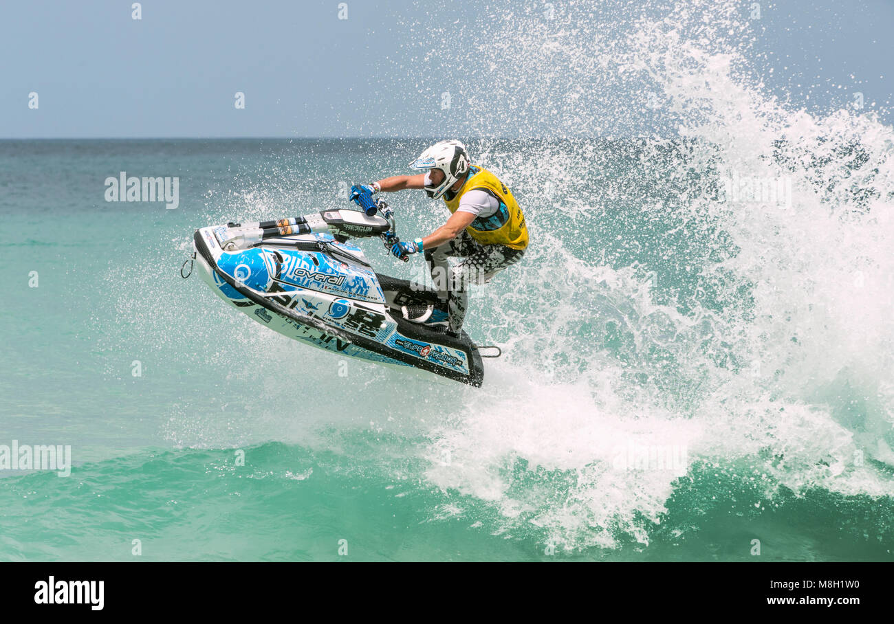 Jet-ski stunt Rider in Aktion Stockfoto