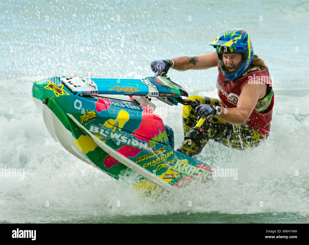 Jet-ski stunt Rider in Aktion Stockfoto