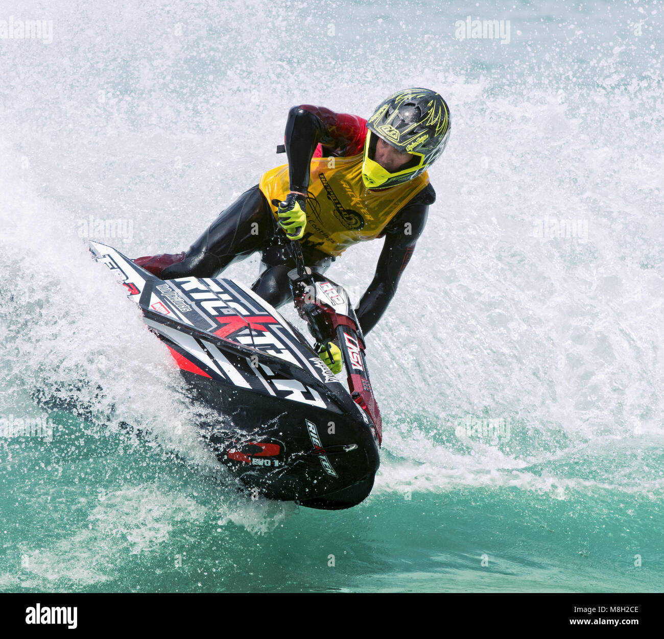 Jet-ski stunt Rider in Aktion Stockfoto