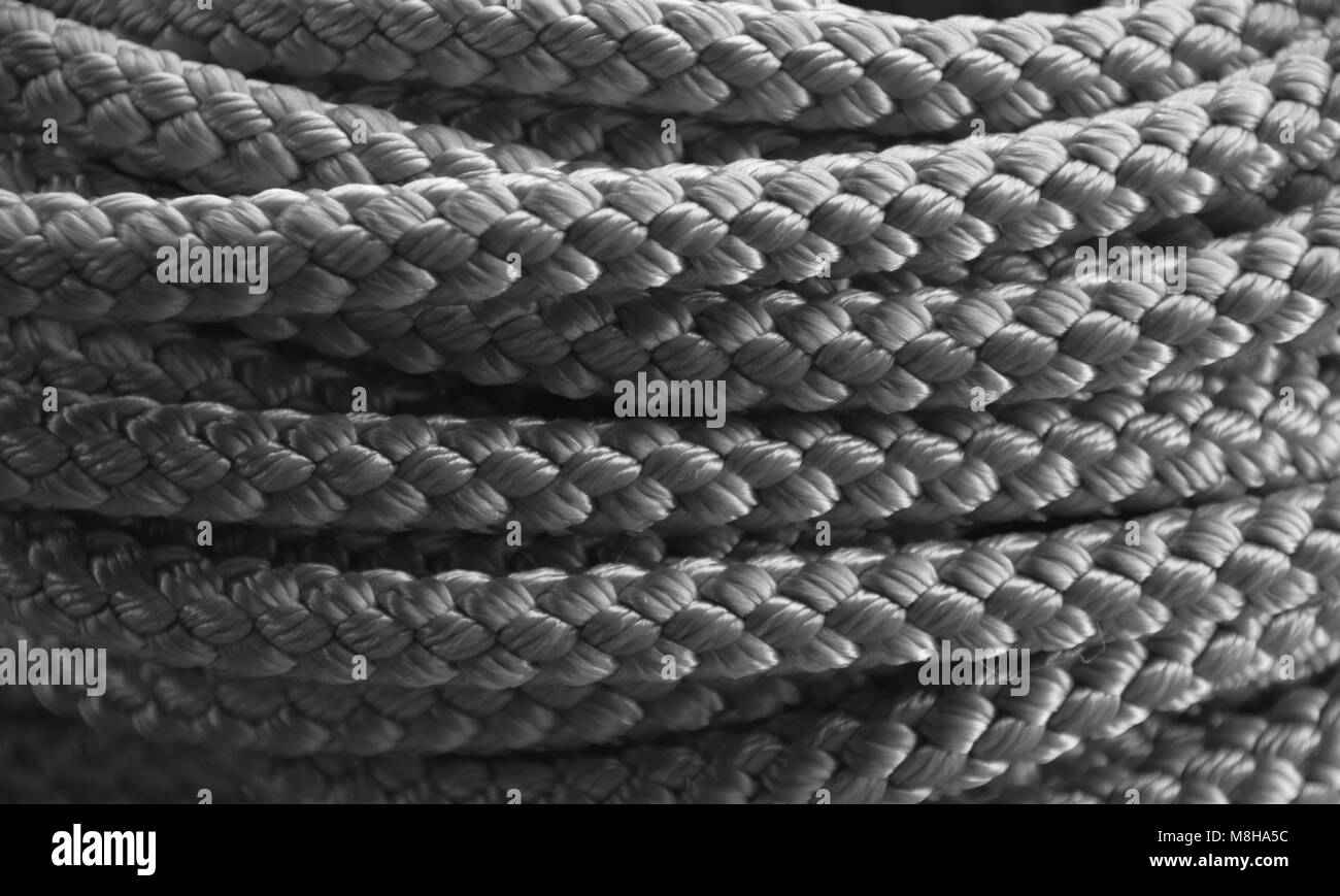 Rolle der Synthetische Seile in Schwarz-weiß Optik Stockfoto