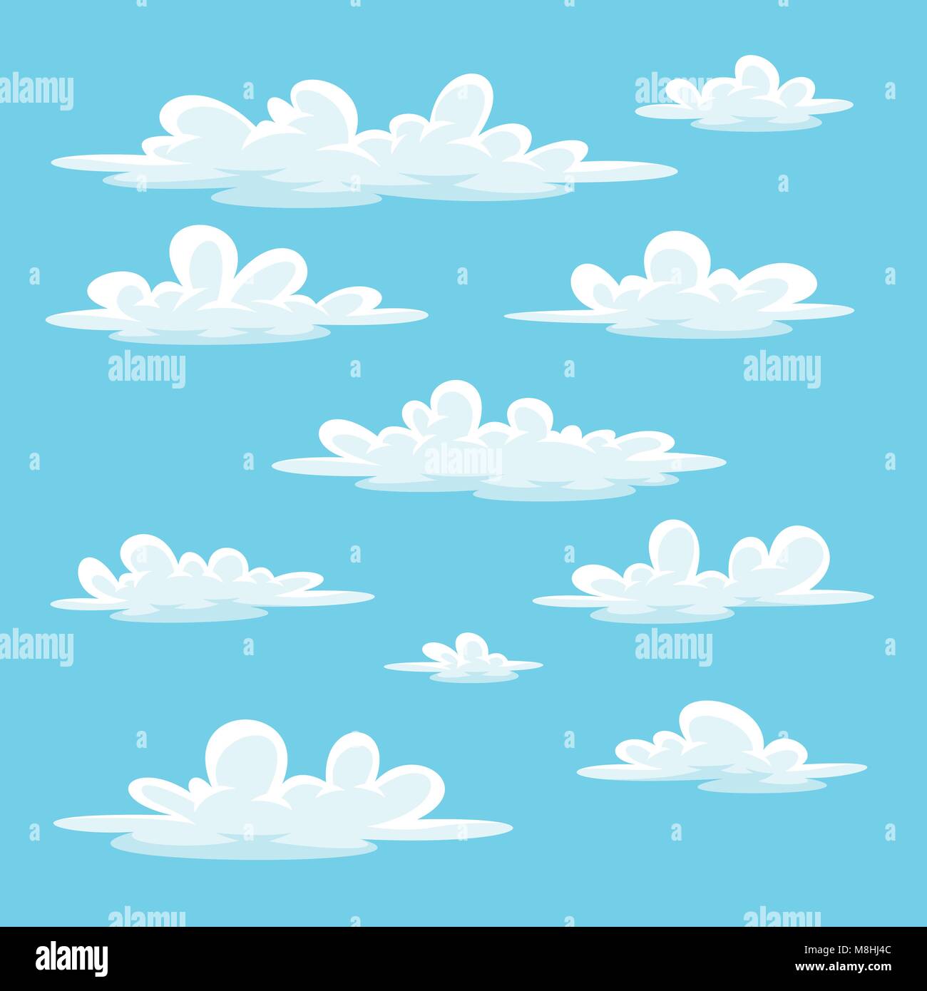 Sammlung von einigen verschiedenen cartoon Wolken. Stock Vektor