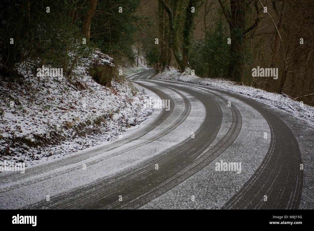 Die mini Tier aus dem Osten hits Teile von Sussex in 2018. Das zweite Mal in die gleiche Anzahl von Wochen, dass Schnee hits Teile von Sussex. Quelle: Rupert Rivett/Alamy leben Nachrichten Stockfoto