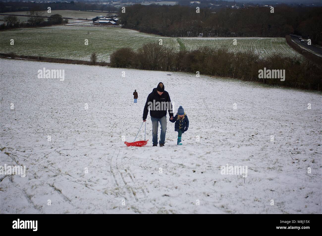 Die mini Tier aus dem Osten hits Teile von Sussex in 2018. Das zweite Mal in die gleiche Anzahl von Wochen, dass Schnee hits Teile von Sussex. Quelle: Rupert Rivett/Alamy leben Nachrichten Stockfoto