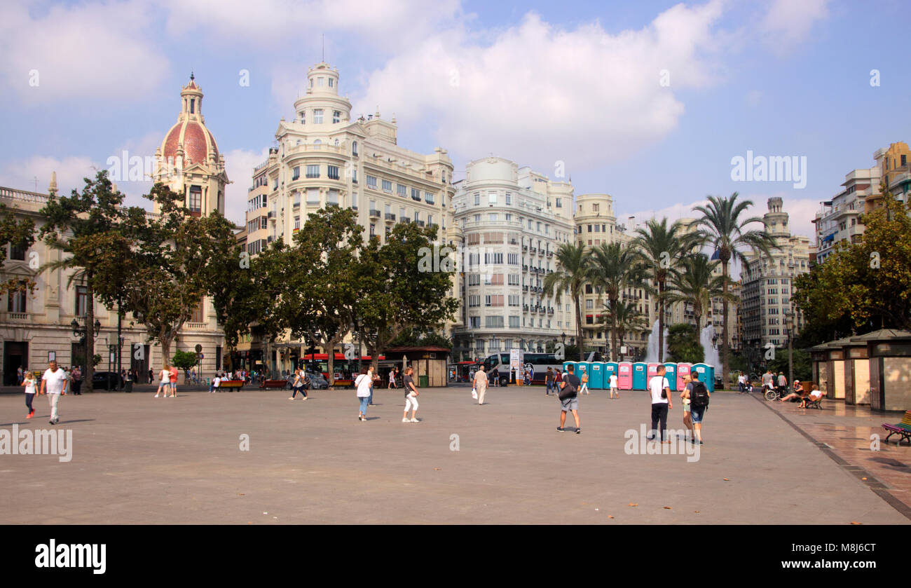 Plaza del Ayuntamiento Valencia Spanien Stockfoto