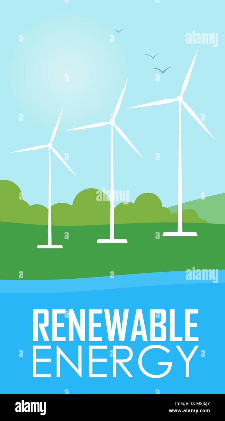 Erneuerbare Energien. Wind Generator Turbinen Stock Vektor