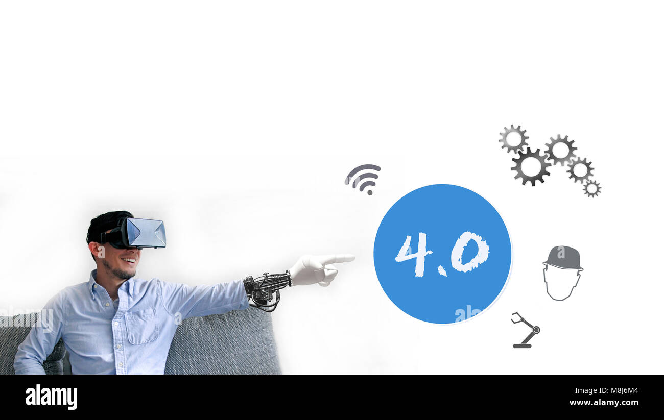 Junger Mann und Technologietrends Stockfoto