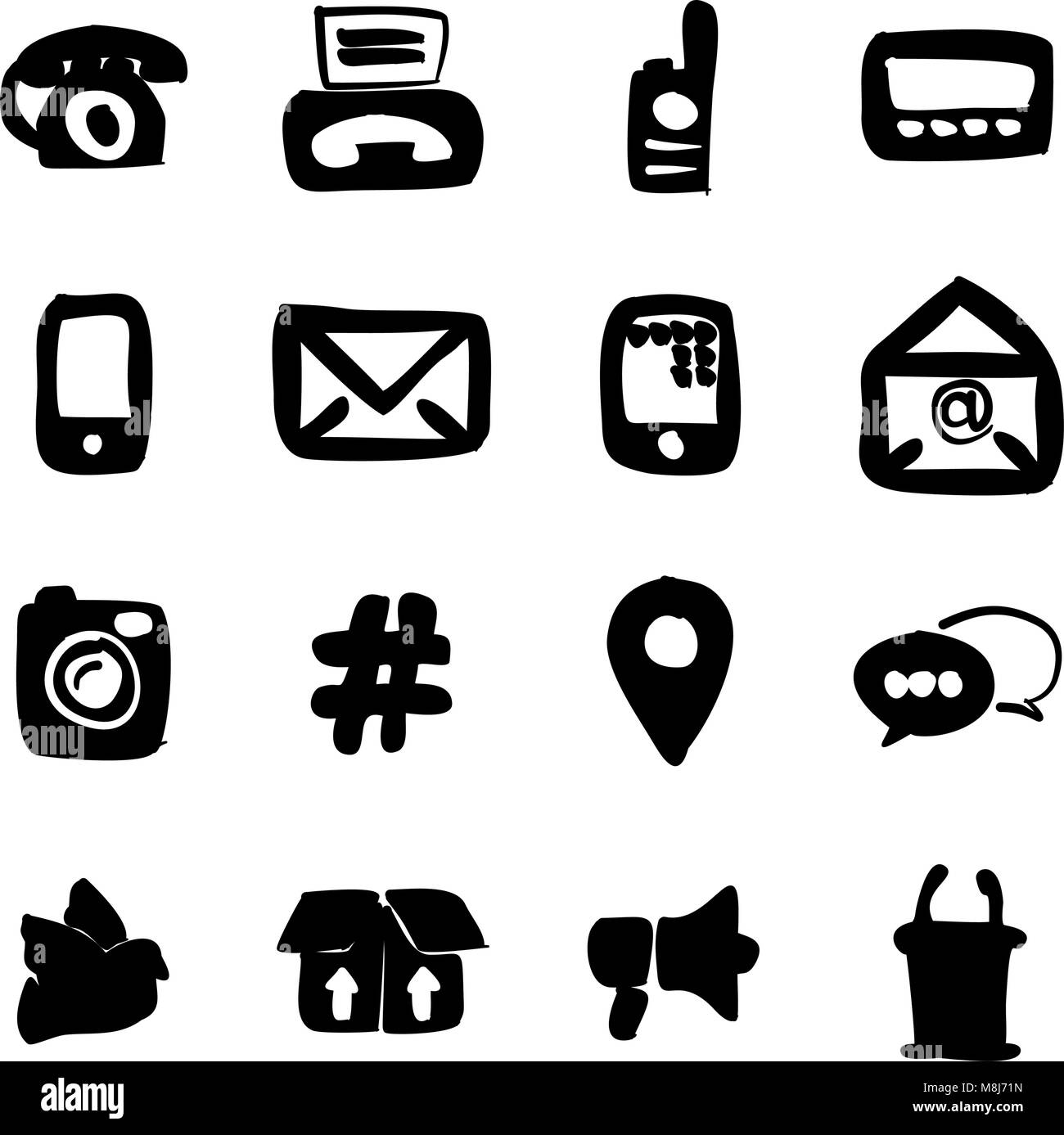 Verschiedene Möglichkeiten der Kommunikation Symbole Freehand füllen Stock Vektor