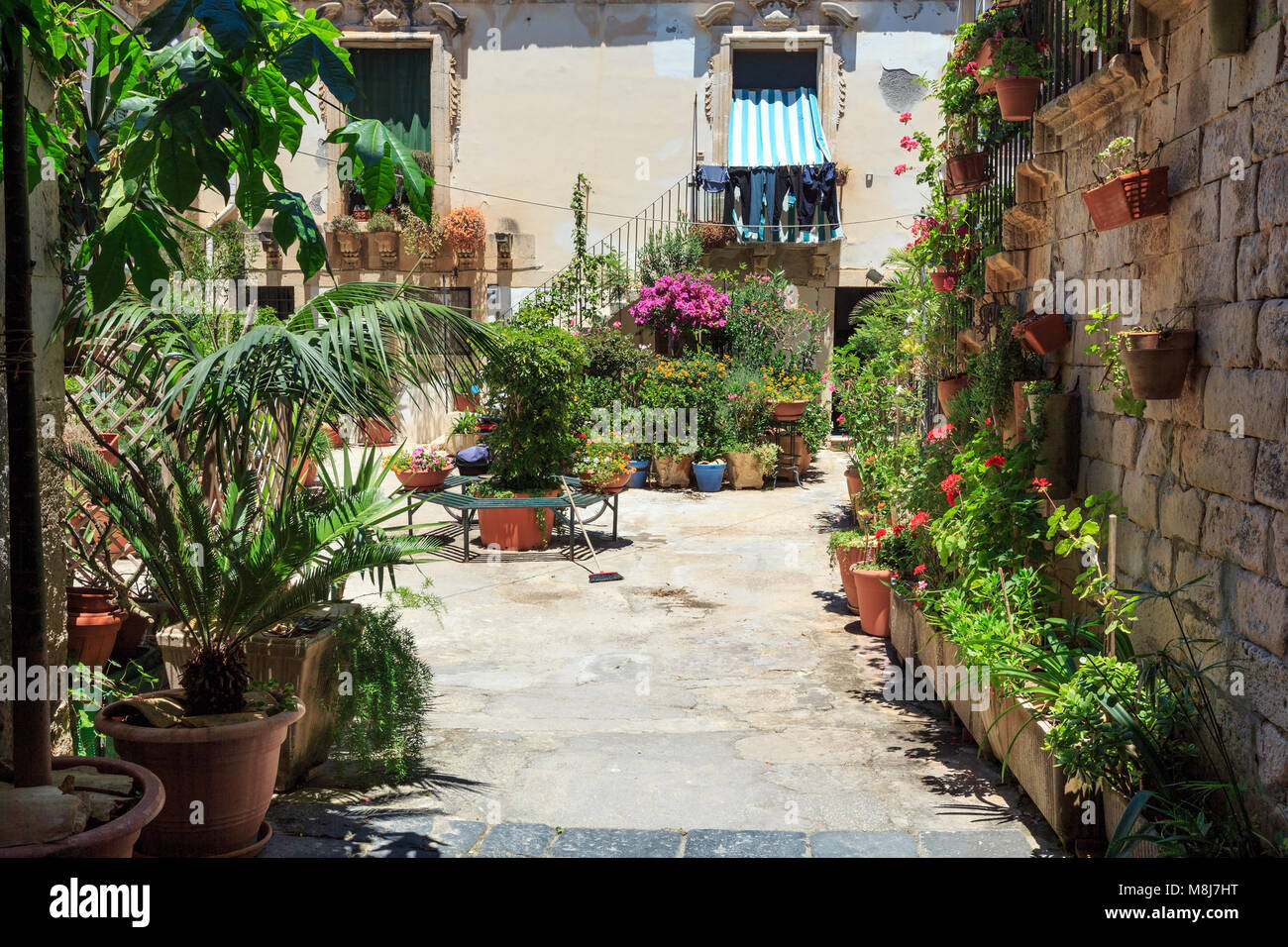 Insel Ortigia in der Stadt Syrakus street view, Sizilien, Italien. Schöne Reise Foto von Sizilien. Stockfoto