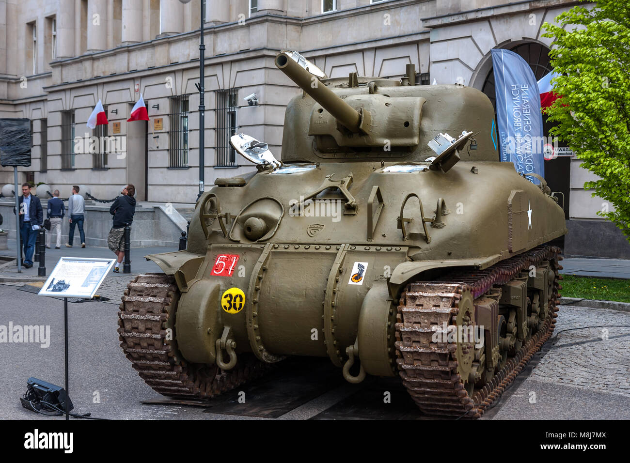 Sherman Panzer, kanadische Version M4, während des Zweiten Weltkriegs verwendet 70. Jahrestag des WW II. Warschau, Polen - Mai 08, 2015 Stockfoto