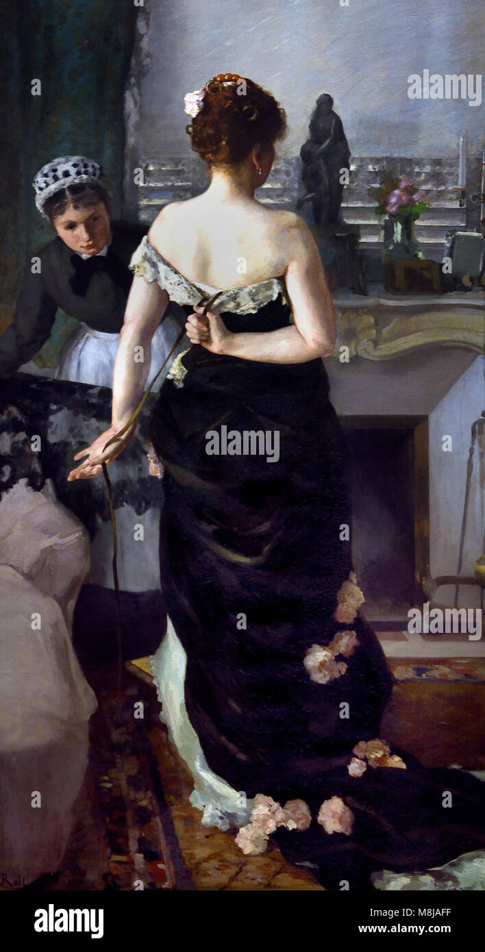 Après le bal - Retour du Bal - Nach dem Ball - Rückseite der Kugel 1886 Alfred Philippe ROLL 1846 - 1919 Frankreich, Französisch, Stockfoto