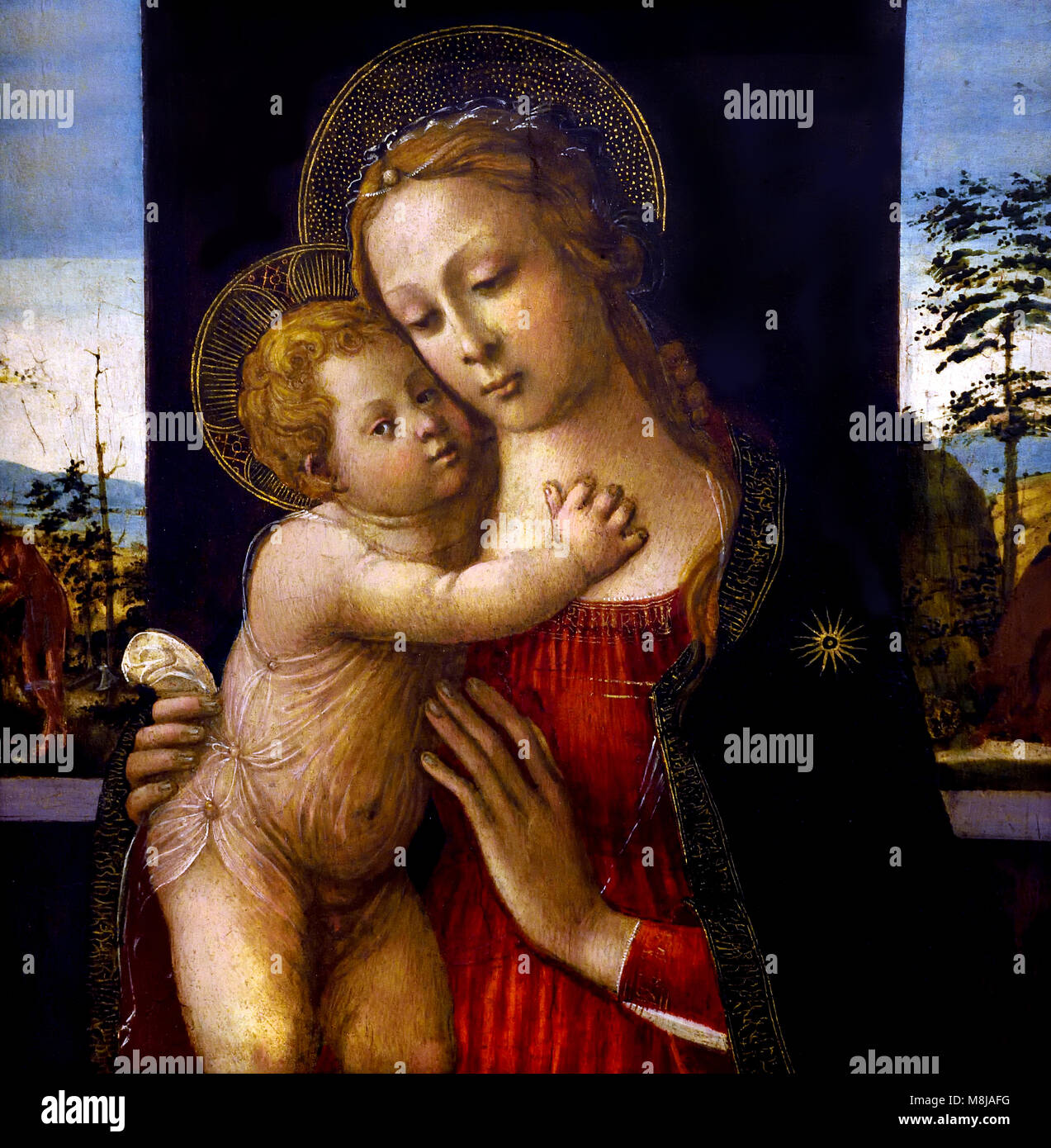 Die Jungfrau mit dem Kind, von ,Arcangelo SELLAIO ,1477 - 1530, Italienisch, Italien, Jacopo da Sellaio 1441–1493 ( Jacopo di Arcangelo ) Stockfoto