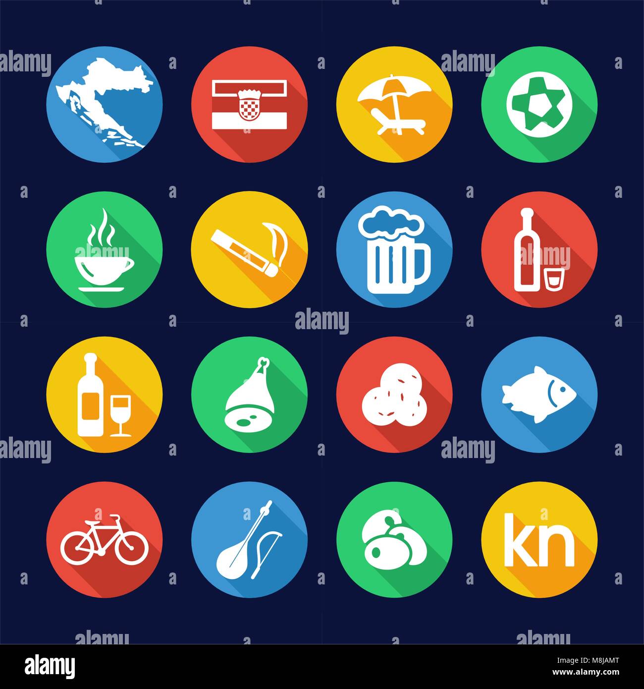 Kroatien Symbole flache Design Kreis Alamy