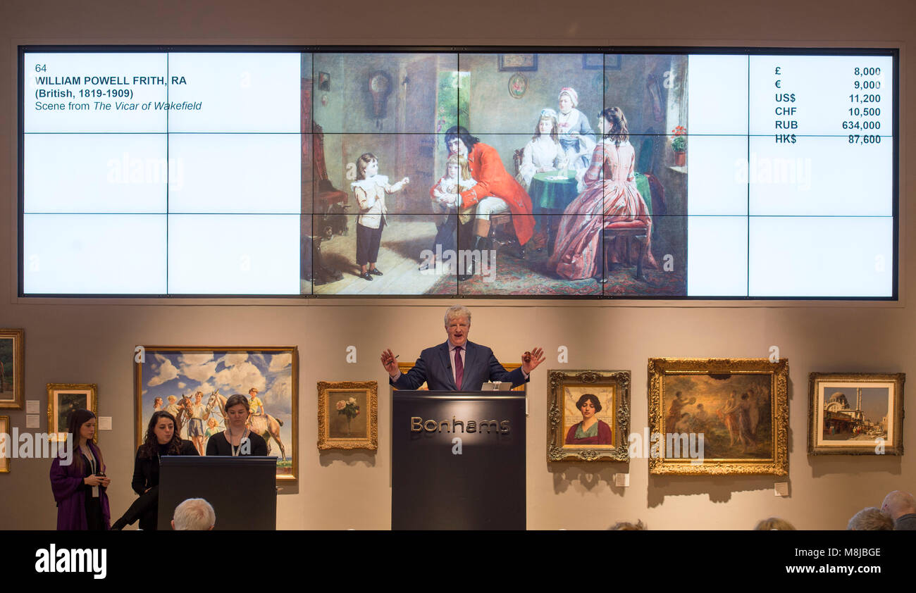 14. März 2018. Im 19. Jahrhundert europäischen, viktorianische und Britischen impressionistischer Kunst Verkauf bei Bonhams, London. Credit: Malcolm Park/Alamy Stockfoto