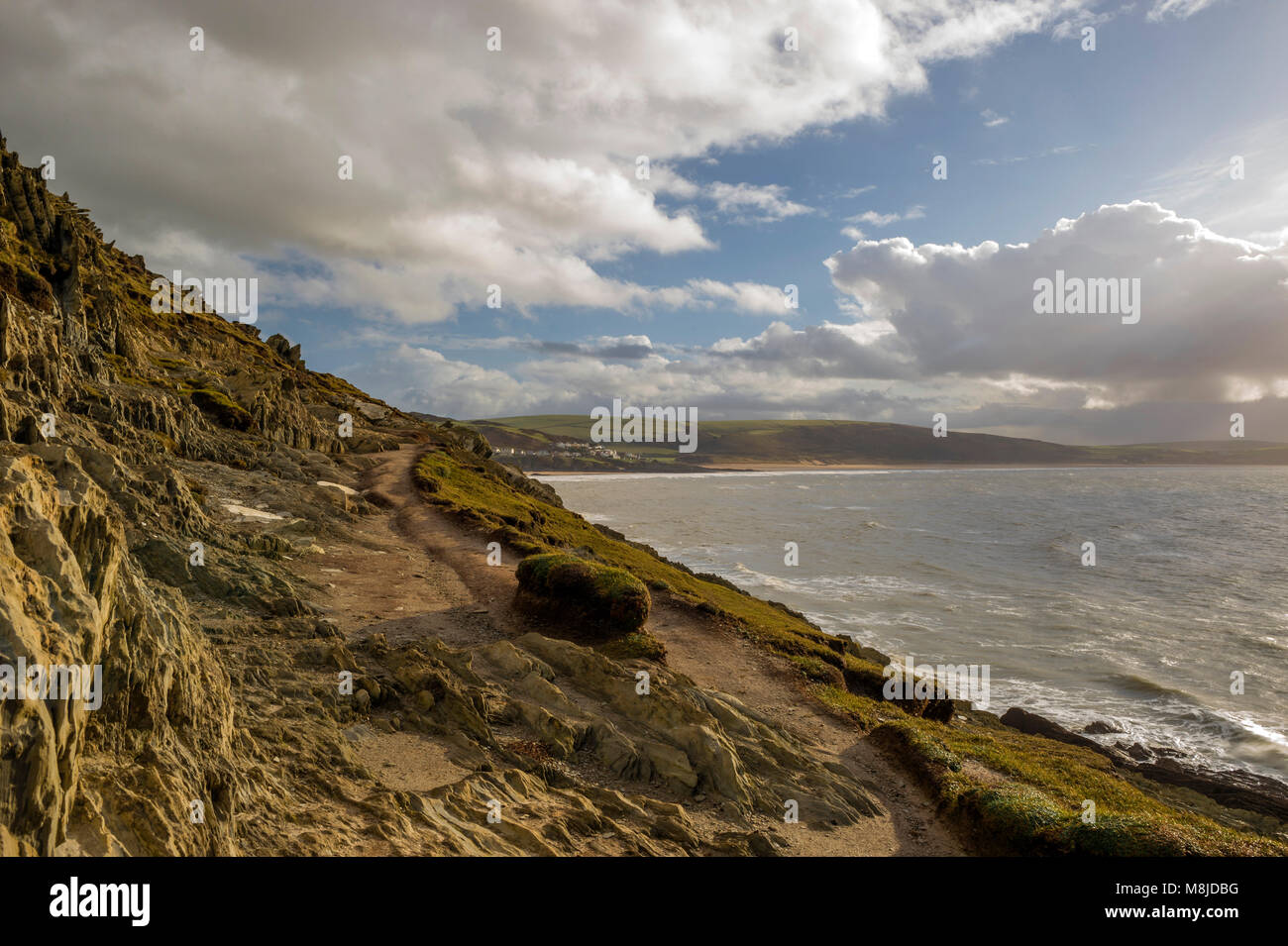 Große britische Landschaften - North Devon Küste (Windy Cove und Woolacombe Bay) Stockfoto