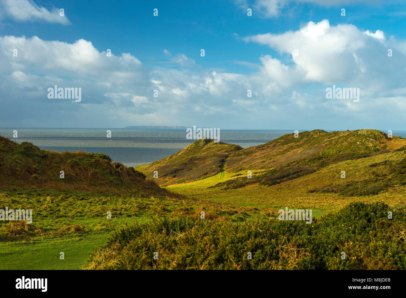 Große britische Landschaften - North Devon Küste (Morte Point und Insel Lundy) Stockfoto