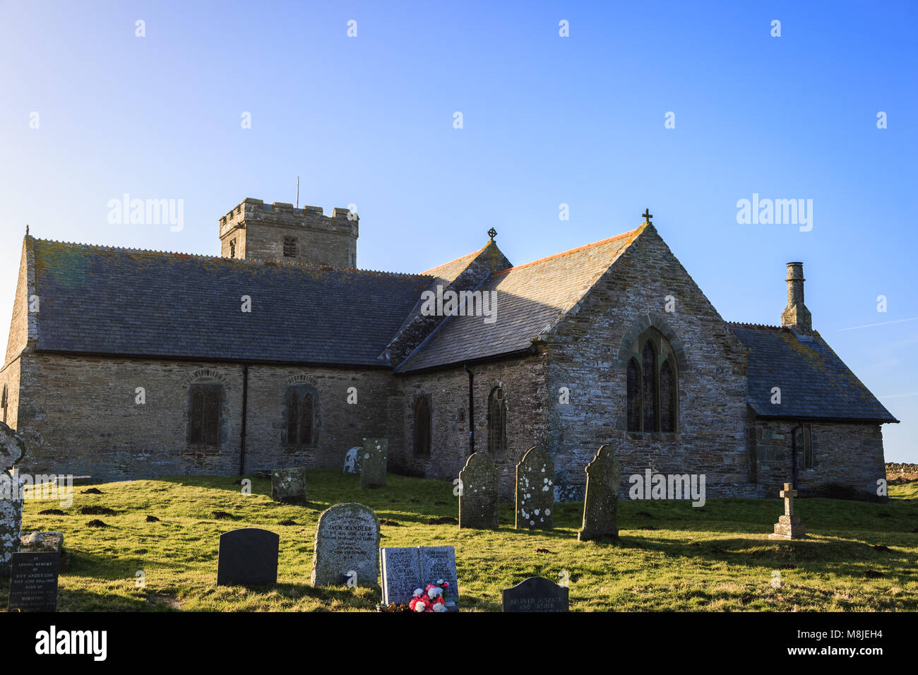 St. Materiana's Kirche, Tintagel Stockfoto