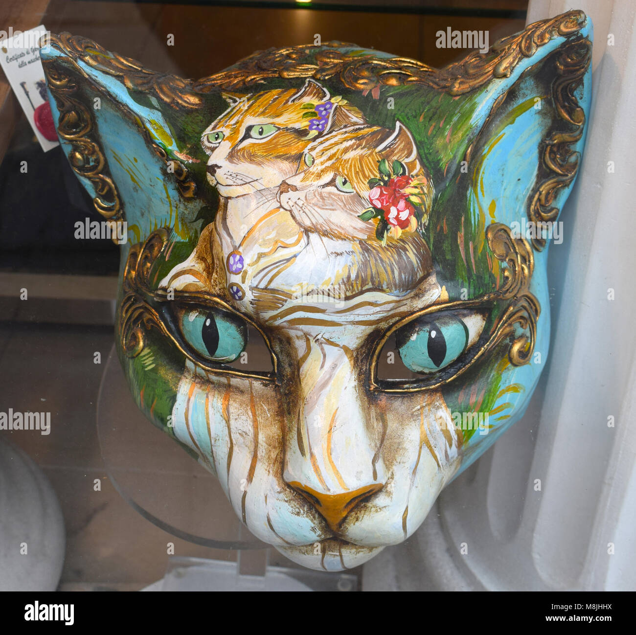 Maskerade Kostüm und Karneval Masken in Geschäften und Boutiquen in Venedig, Italien Stockfoto
