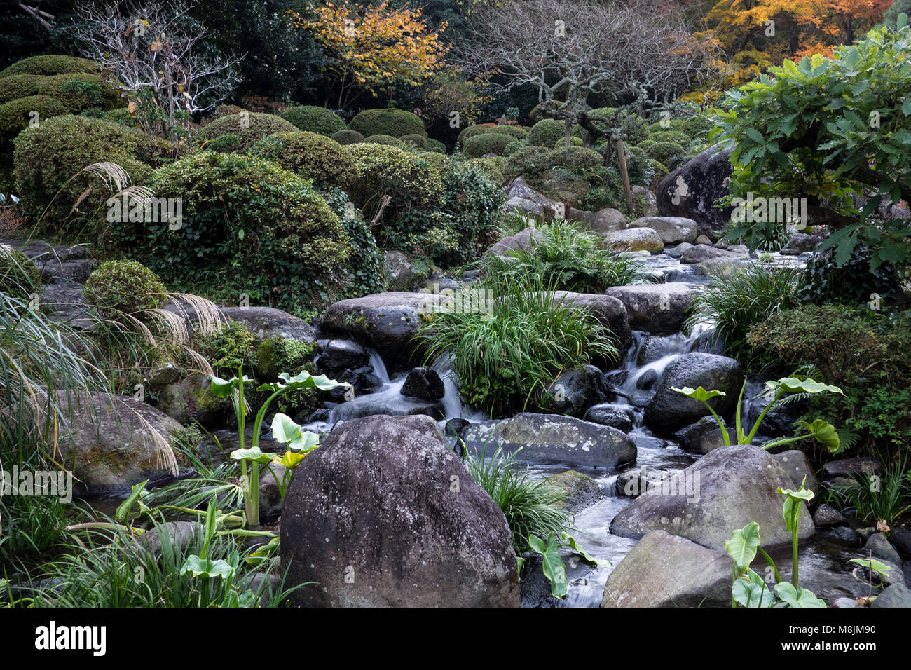 Ein japanischer Garten mit großem Garten- und Landschaftsbau Stockfoto