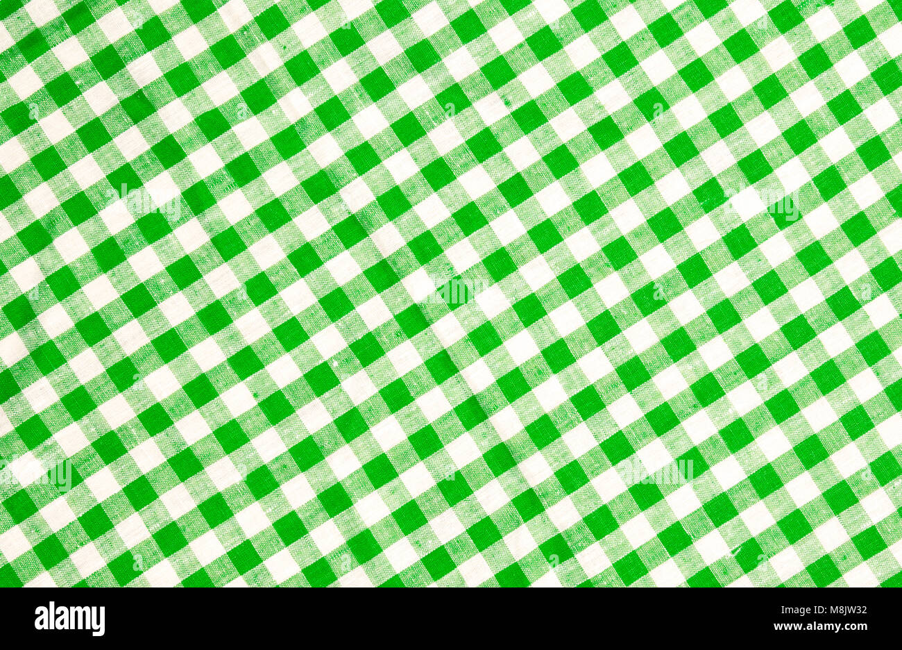 Grün kariert Tischdecke vor Textur oder Hintergrund Stockfoto