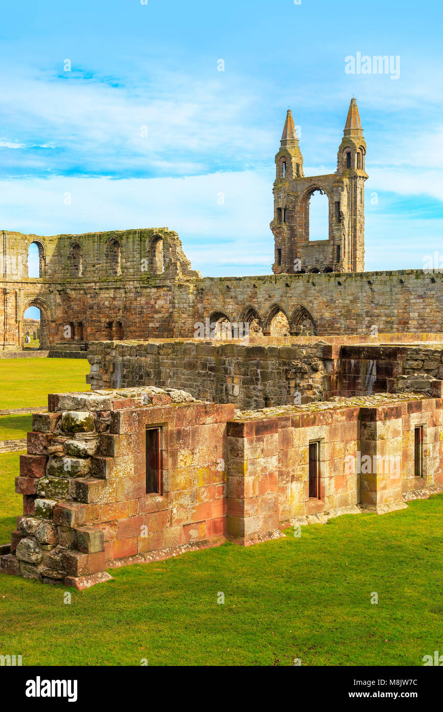 Ruinen des 12. Jahrhunderts St Andrews Cathedral, St Andrews, Fife, Schottland Stockfoto