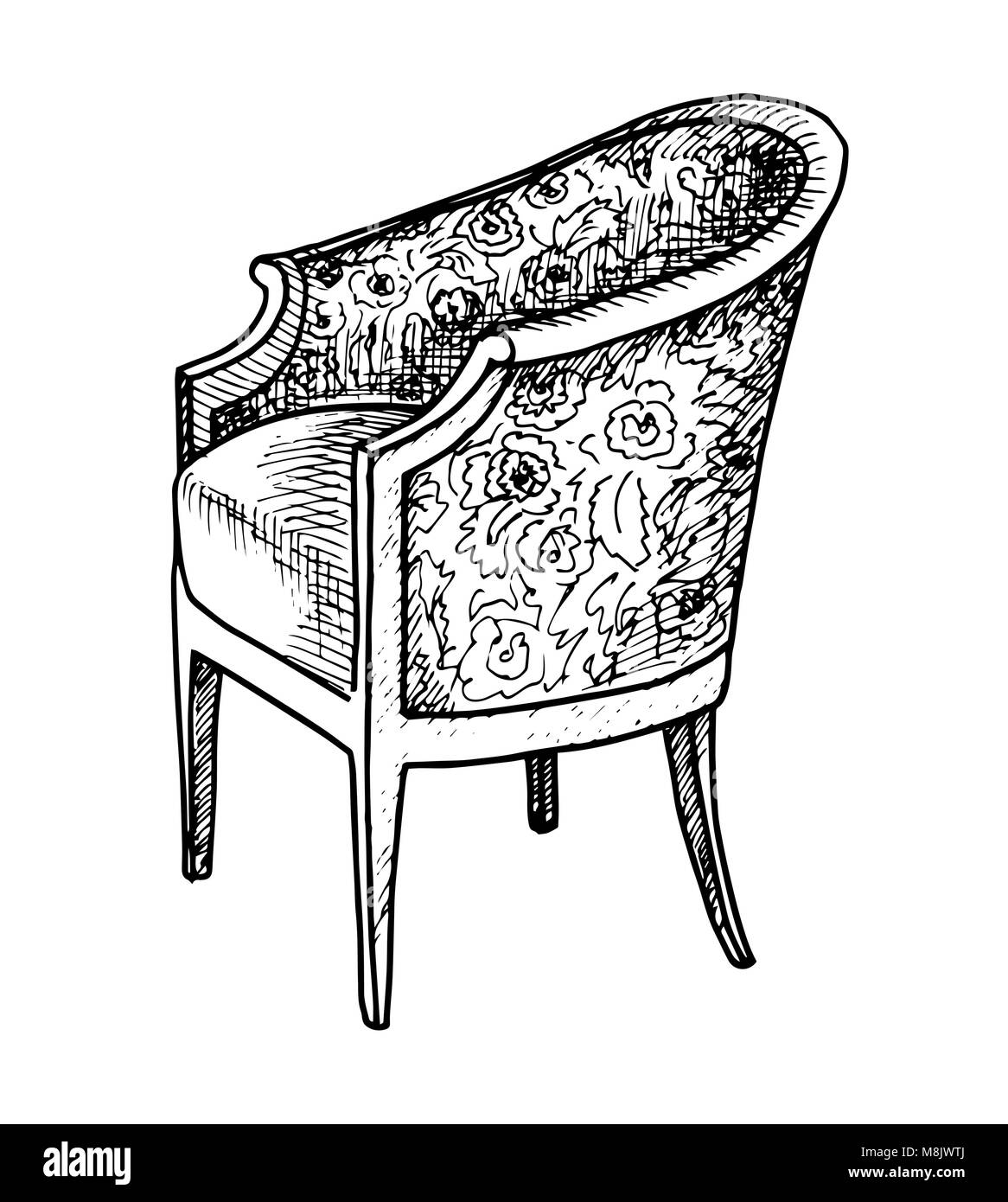 Stuhl. Skizze isoliert auf weißem Hintergrund. Vector Illustration Stock Vektor