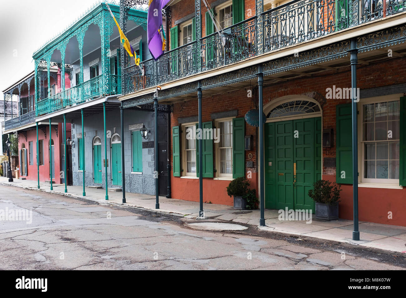 Französisch-kreolischen Häusern, French Quarter, New Orleans, Louisisana. Stockfoto