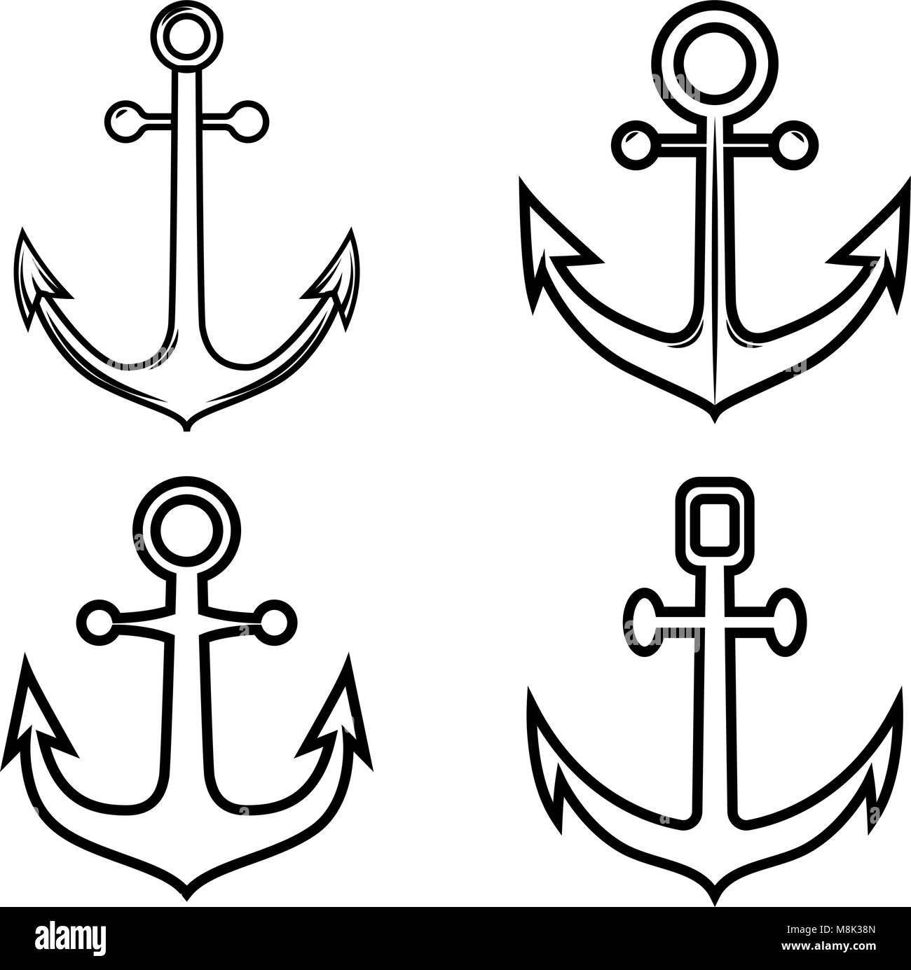 Satz von Anker Symbole. Design Element für Logo, Label, Emblem, sign ...