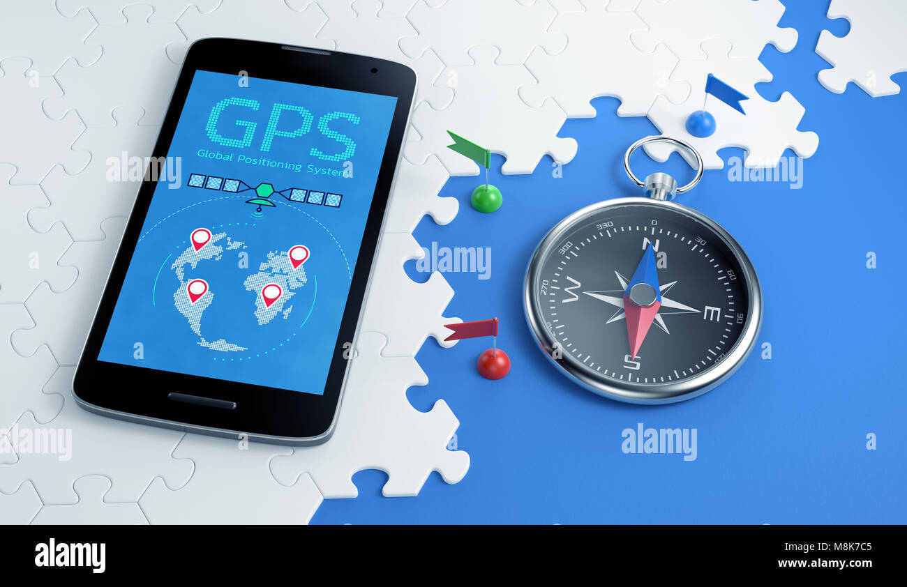 GPS über Mobile App Stockfoto