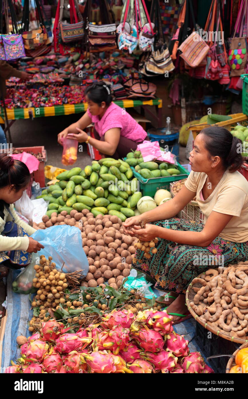 Street Market, Vilnius, Laos Stockfoto