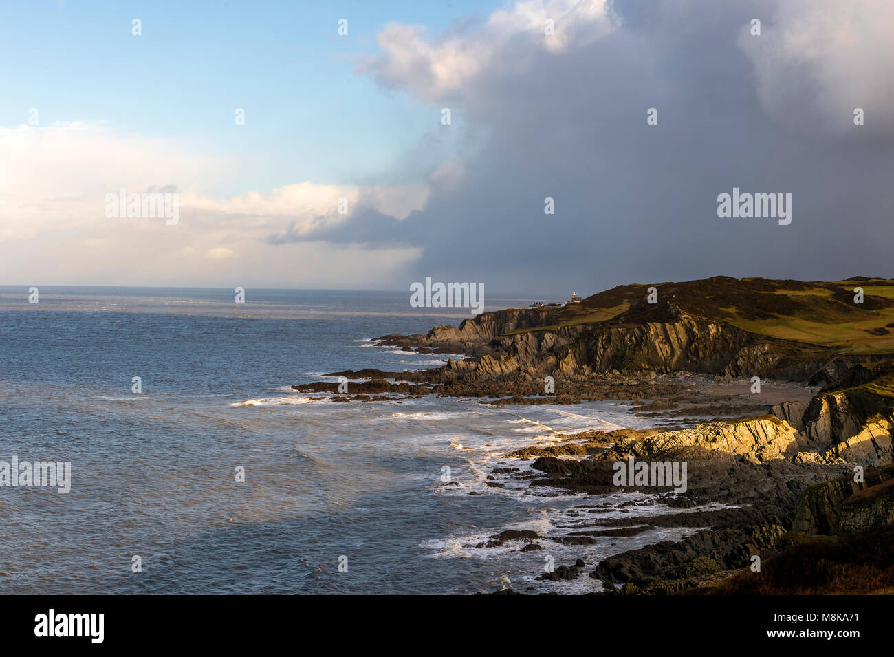 Große britische Landschaften - North Devon Küste (Stier Point Lighthouse) Stockfoto