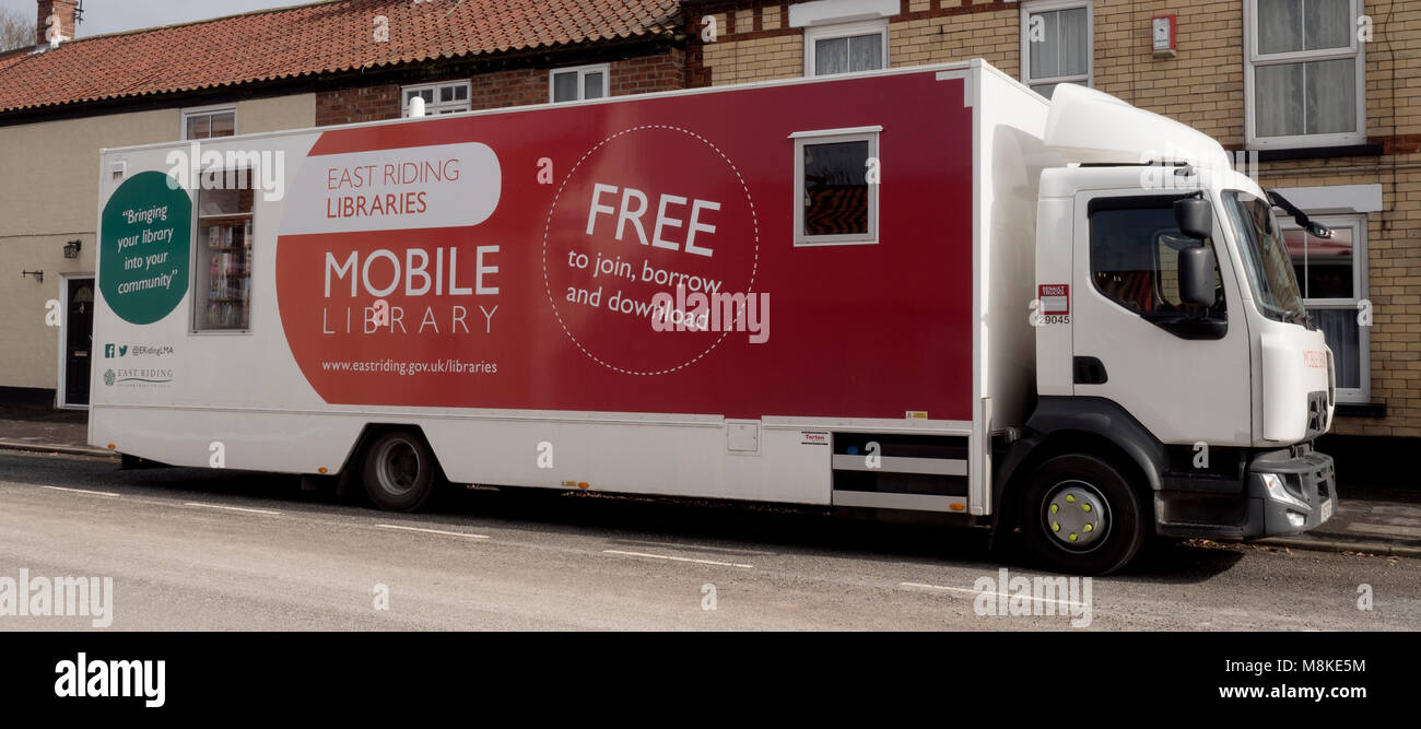 Mobile Bibliothek des East Riding Bibliotheken, Yorkshire, England, UK. Stockfoto