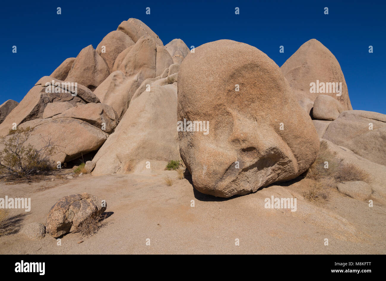 Felsformationen in Live Oak Picknickplatz, Joshua Tree National Park, Kalifornien, USA Stockfoto
