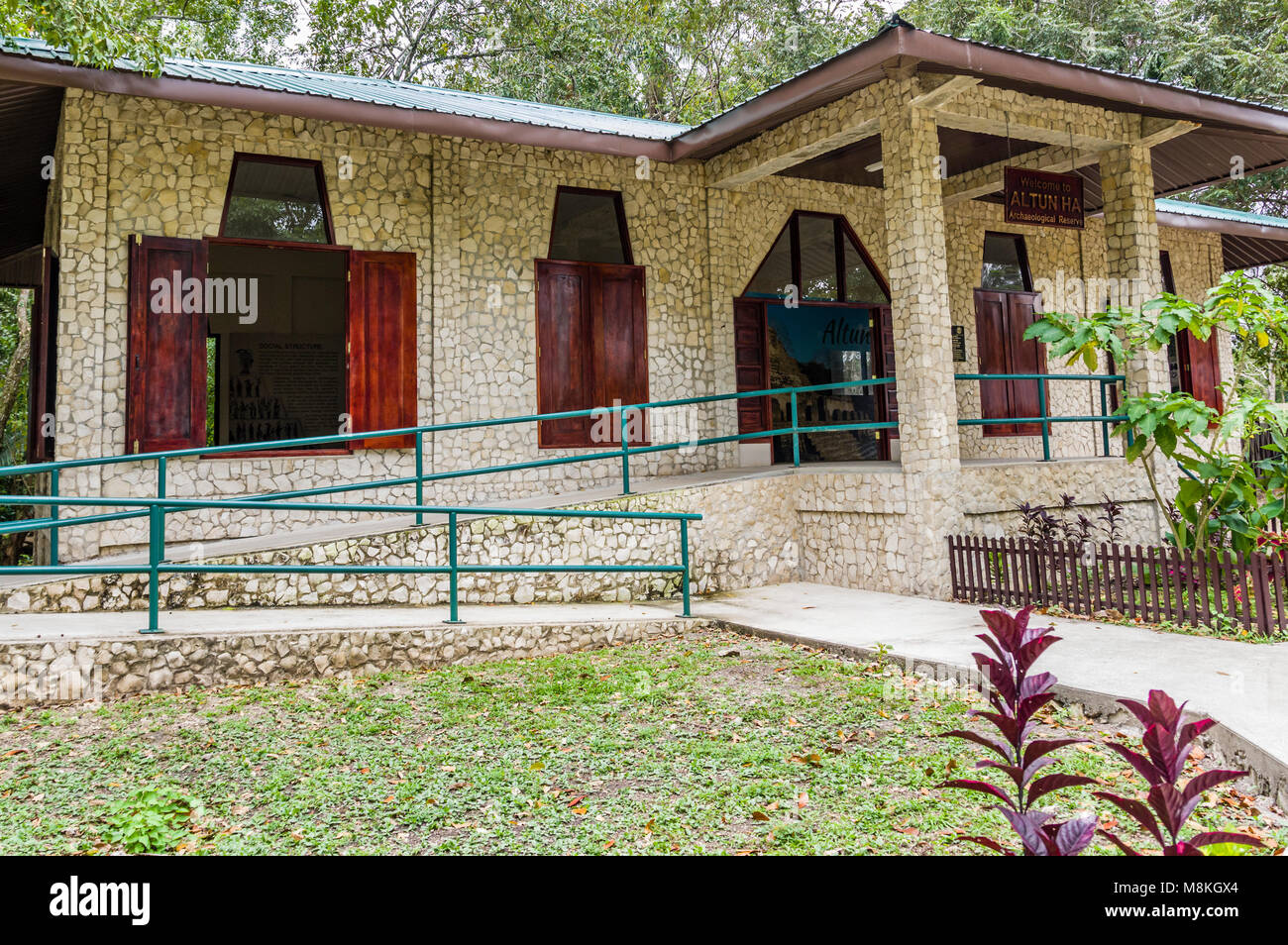 Besucherzentrum am Altun Ha Archäologische finden. Belize, Mittelamerika Stockfoto