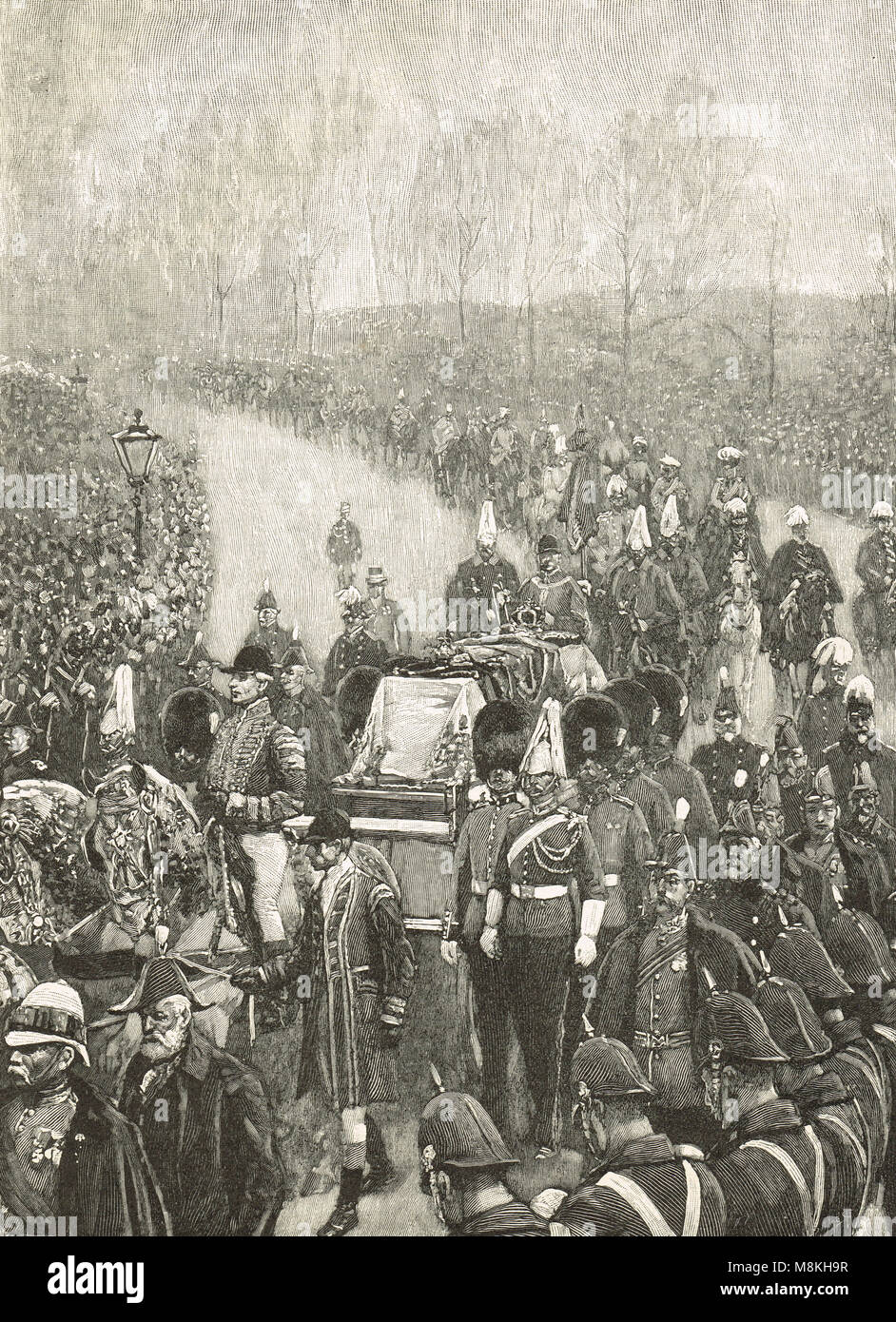 Beerdigung von Königin Victoria, 2. Februar 1901. Die Prozession durch den Hyde Park, London, England, Stockfoto