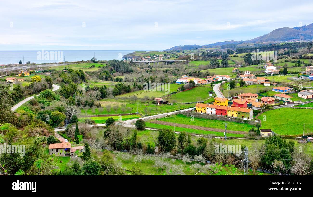 Loroñe Dorf, Caravia Gemeinde, Asturien, Spanien Stockfoto
