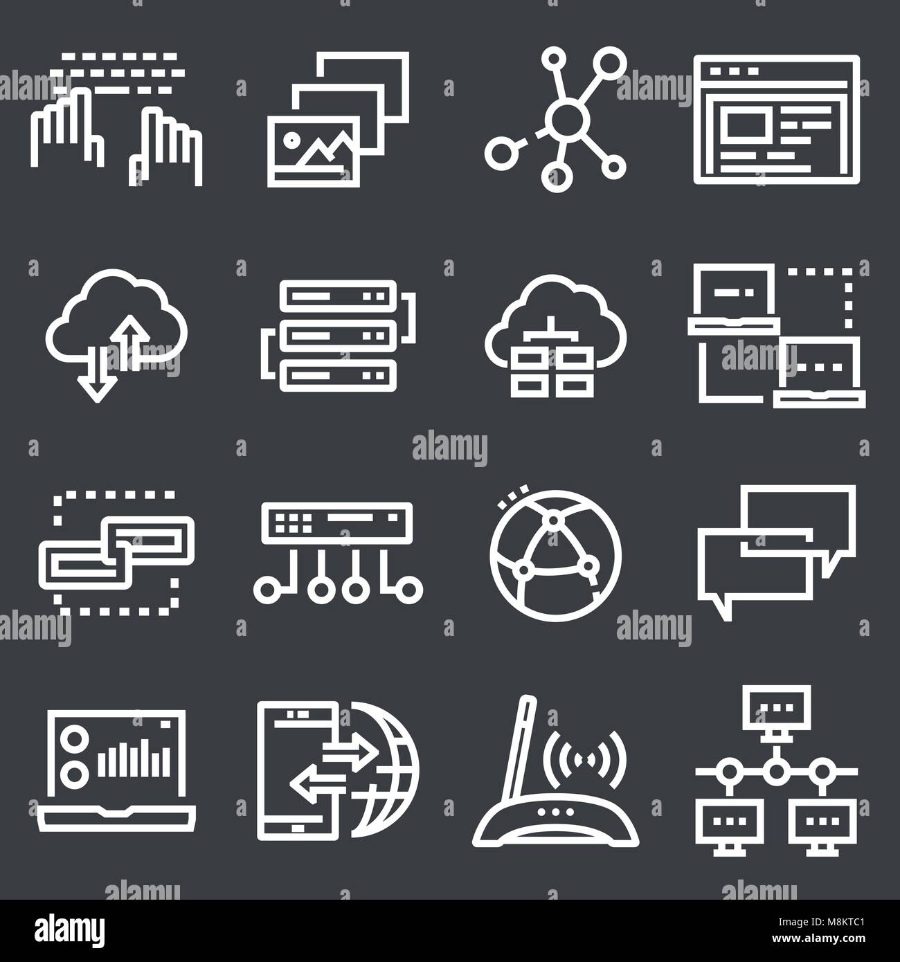 Simple Network Icons einstellen Stock Vektor
