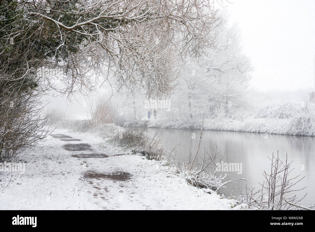 Exeter, Devon, Großbritannien. 18. März 2018. UK Wetter. Riverside Valley Park im Schnee. Credit: Sebastian Wasek/Alamy leben Nachrichten Stockfoto