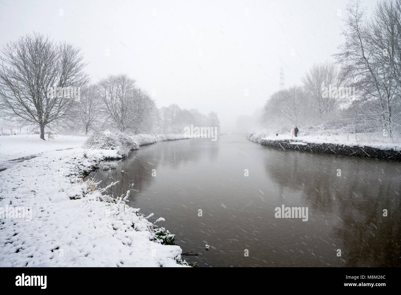 Exeter, Devon, Großbritannien. 18. März 2018. UK Wetter. Riverside Valley Park im Schnee. Credit: Sebastian Wasek/Alamy leben Nachrichten Stockfoto