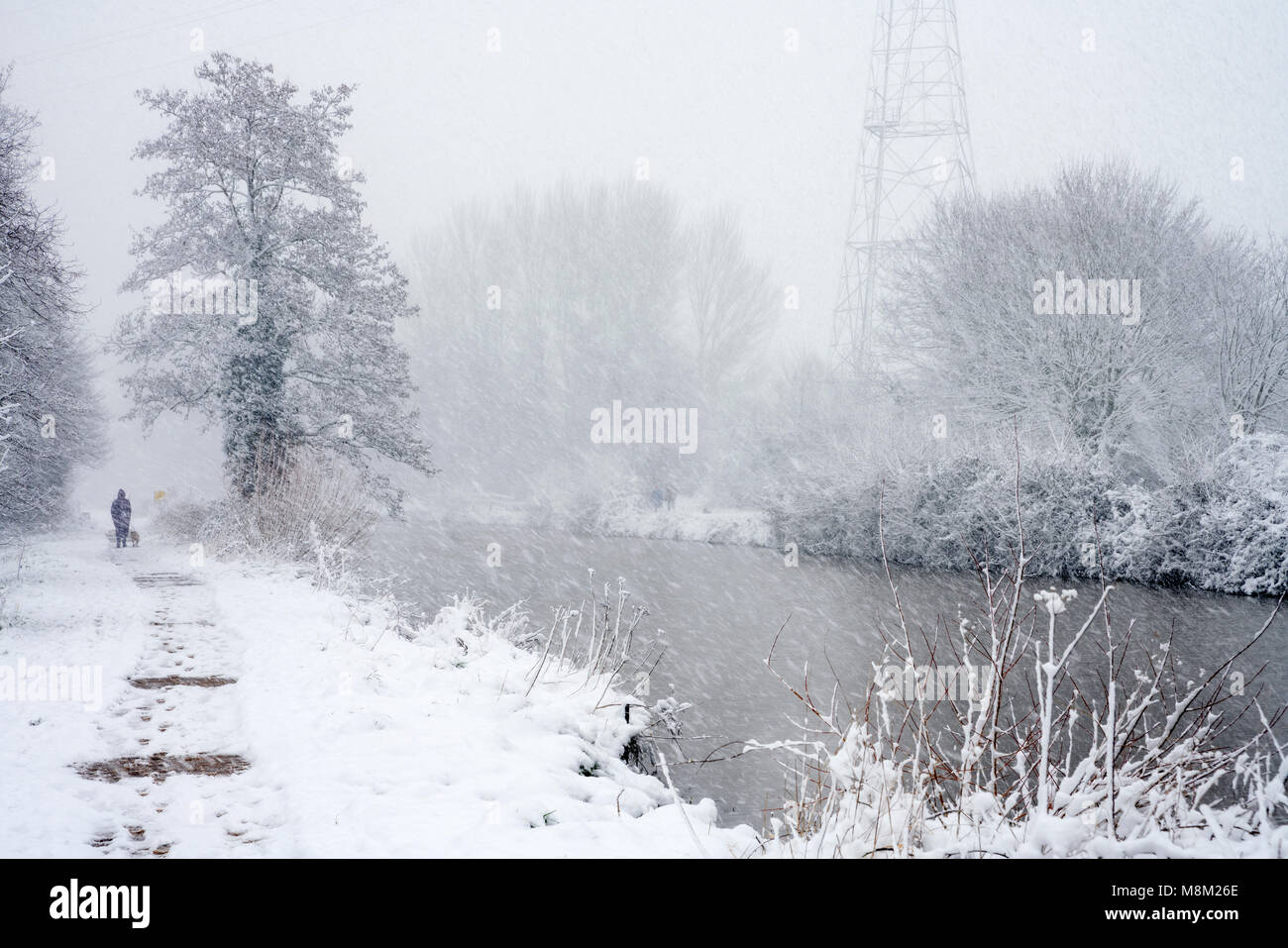 Exeter, Devon, Großbritannien. 18. März 2018. UK Wetter. Riverside Valley Park im Schnee. Credit: Sebastian Wasek/Alamy leben Nachrichten Stockfoto