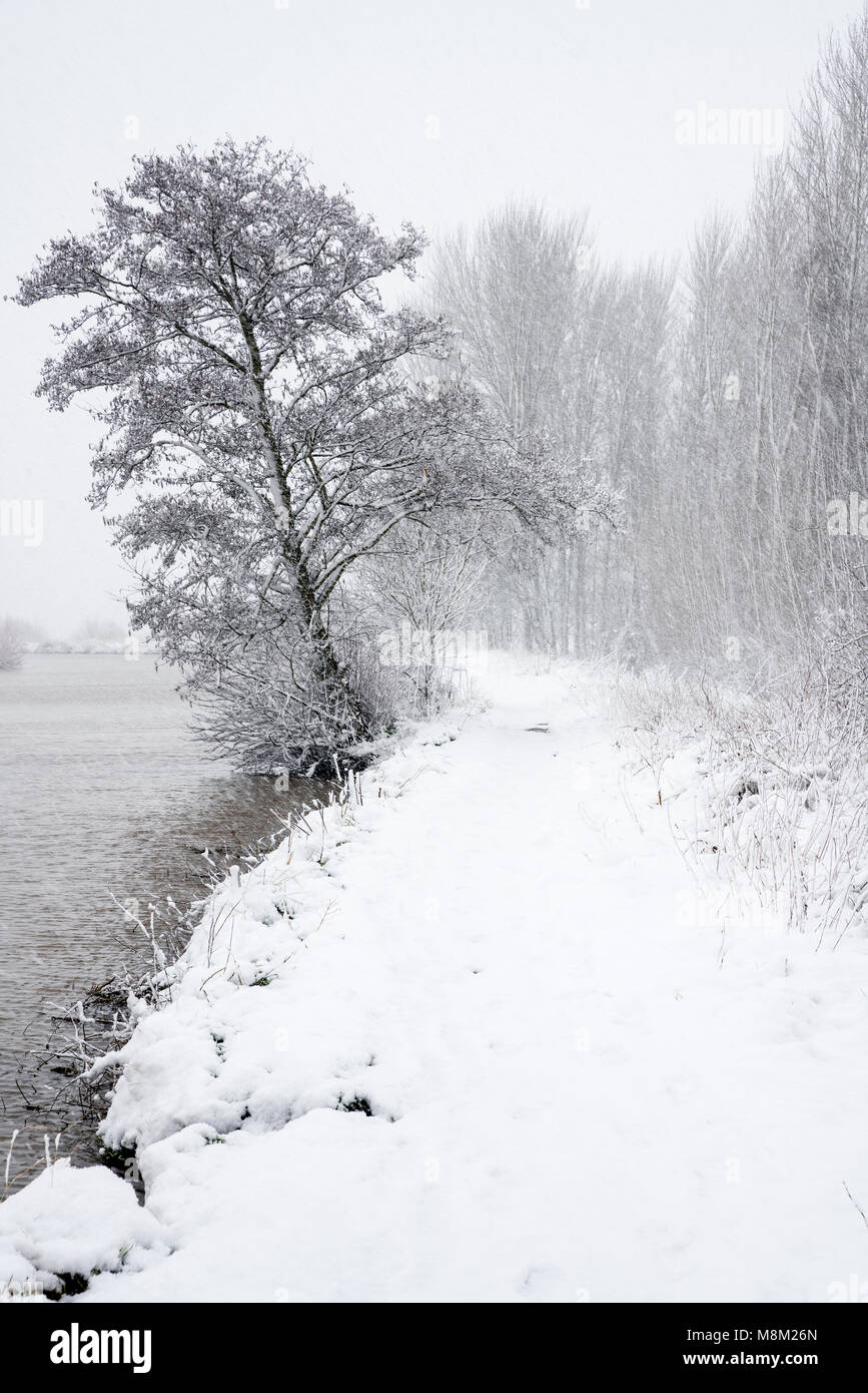 Exeter, Devon, Großbritannien. 18. März 2018. UK Wetter. Riverside Valley Park im Schnee. Credit: Sebastian Wasek/Alamy leben Nachrichten Stockfoto